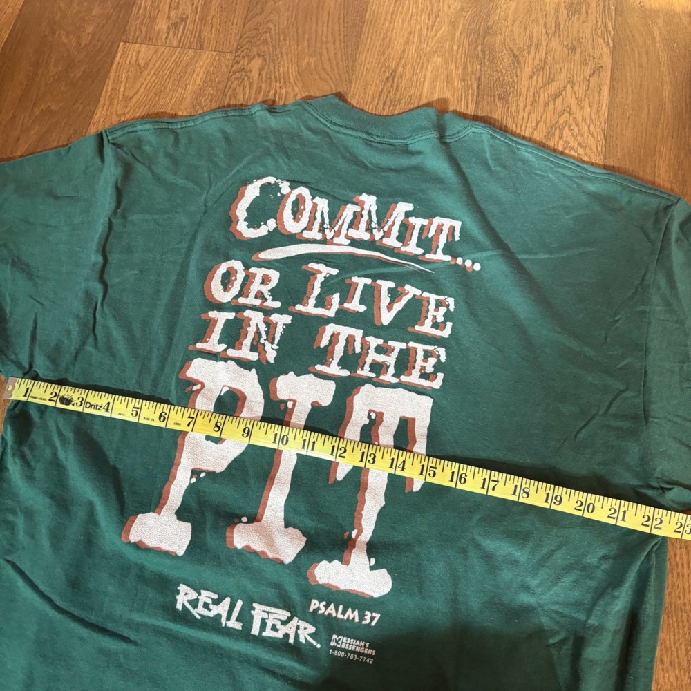 Vintage 90's Delta Tag Real Fear Christian Commit To Jesus Single Stitch T Shirt - Picture 7 of 8